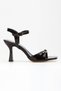 Women's Open Back Thin Heeled Summer Evening Dress Shoes with Buckle Detail - 4