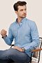 قميص رجالي من الكتان Slimfit - طوق أزرق، أزرار، صندوق هدايا - 3