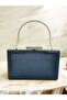 Navy Blue Color, Fully Stone-Encrusted Metal Handle Women's Evening Dress Bag in Two Styles - 2