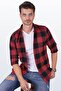 قميص رجالي - أحمر أسود، Slimfit، صندوق هدايا الحطاب - 3
