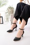 Dueus Black Pointed Toe Heeled Shoes