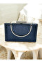 Navy Blue Color, Fully Stone-Encrusted Metal Handle Women's Evening Dress Bag in Two Styles - 6