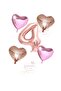 Roses Gold Number Heart and Pink Foil Balloon Set 4 Years Old