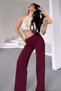 Women's Silver Lycra Beltless Palazzo Trousers, 4 Season Crepe Gathering Fabric - 8