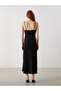 V-Neck Lace Detailed Satin Strap Dress - 4