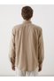 Lcwaikiki Classic Beige Regular Fit Long Sleeve Striped Linen Blend Men's Shirt - 4