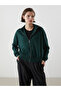 Green Stand Collar Oversize Women's Zippered Sweatshirt