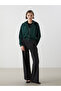 Green Stand Collar Oversize Women's Zippered Sweatshirt - 2