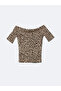 Trendlucky with a Difference Kayık Yaka Leopard Patterned Women's Bodysuit - 6
