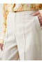 Beige Standard Fit Straight Linen Blend Women's Trousers by Güli̇s Gi̇yi̇m - 3