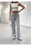 Women's Indigo Striped Knitted Fabric Loose Wide Leg Waist Lace up High Waist Palazzo Pants - 5