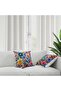 Punch Embroidery Pattern Digital Printed 2-Piece Throw Pillow in Blue and Yellow Colors - Pillowcase Luxury Velvet - 2