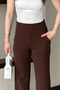 Women's Vetra Brown Modal Fabric Palazzo Women's Trousers, Premium Craftsmanship with Corsage - 6