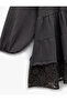 Ruffled Lace Detailed Cotton Balloon Sleeve Muslin Dress - 3
