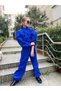 Girl's Judge Collar Balloon Sleeve Lined Crop Jacket Puff Detailed Harem Pants 2 Piece Set - 8