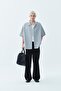 Striped Oversize Short Sleeve Shirt Anthracite - 3