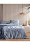 Melicia Double Cotton Striped Satin Duvet Cover Set - Blue