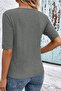 Summer Blouse V-Neck Lycra Short Sleeve Knitwear Gray Blouse - 3