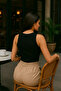 Women's Black Halter Neck Ribbed Knit Tank Top Bodysuit - 4