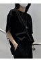 Unisex Black Oversize N' Oublie Printed Knitted T-shirt - 3