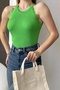 Women's Fit Knitwear Green Crop Blouse 0296