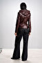 Harper Women's Genuine Leather Hooded Slimfit Real Leather Coat Burgundy - 8