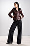 Harper Women's Genuine Leather Hooded Slimfit Real Leather Coat Burgundy - 4