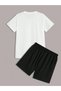 23 Count T-Shirt Shorts - White Black Bottom Top Team Shorts T-Shirt Combination Printed Crew Neck - 2