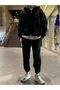 Black Plain Unprinted Sweatpants Jogger - 6