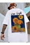 Unisex White Oversize Van Gogh Printed Knitted T-shirt - 2