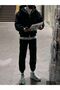 Black Plain Unprinted Sweatpants Jogger - 3