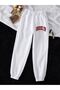 Brooklyn Sweatpants Jogger - White Printed Rubber Leg High Waist