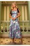 Premium Design Shoulder Bow Tie Lined Floral Long Dress - 3