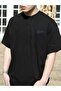 Unisex Black Oversize Mountains Printed Knitted T-shirt