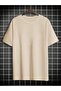 Compass Single Jersey T-Shirt - Beige Printed Oversize Crew Neck Short Sleeve T-Shirt - 2