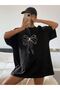 Kurdela Süprem T-Shirt - Black Printed Oversize Crew Neck Short Sleeve T-Shirt - 5