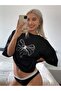 Kurdela Süprem T-Shirt - Black Printed Oversize Crew Neck Short Sleeve T-Shirt - 3