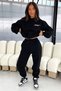 Thatsso Edition 100% Cotton Tracksuit Set - Black Printed Winter Fleece Hoodie - 2