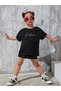 Los Angeles Printed Cotton Kids Set Black Shorts T-Shirt- Children's Summer Crew Neck - 6