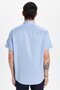Men's Regular Fit Classic Cut Short Sleeve Cotton Single Pocket Dobby Blue Shirt - 5