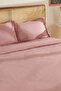 Ella Krep 100% Cotton Double Duvet Cover Set Dusty Rose - 6