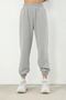 بنطال رياضي أساسي مستقيم - ساق مطاطية رمادية عالية الخصر