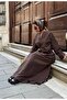 Poplin Fabric Side Tie Brown Shirt Skirt Double Set - 4