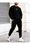 طقم بدلة رياضية Wings Sweatshirt Jogger - رقبة دائرية كبيرة الحجم مطبوعة باللون الأسود