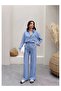 Line Patterned Linen Shirt Pants Set