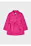 Single Shoulder Flap Detail Girl's Trench Coat