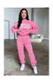 Chicago Tracksuit Set Sweatshirt Jogger - Pink Printed Oversize Hoodie