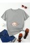 Pregnant Gebe T-shirt Baby Zipper Printed - Gray Crew Neck Oversize T-Shirt