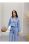 Line Patterned Linen Shirt Pants Set - 6