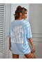 Good Things T-shirt - Baby Blue Printed Oversize Crew Neck Short Sleeve T-Shirt - 3